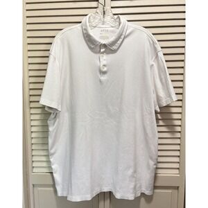 Apt 9 Premier Flex Polo Short Sleeve White‎ Button Collar Size XXL Cotton